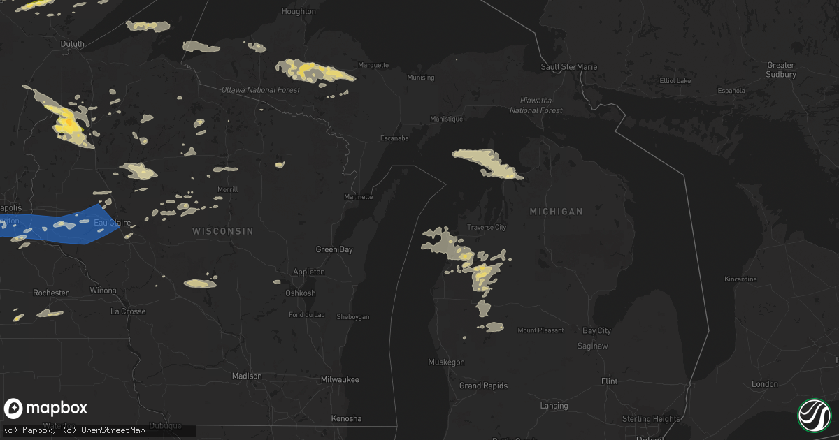 Hail map in Michigan on August 2, 2022