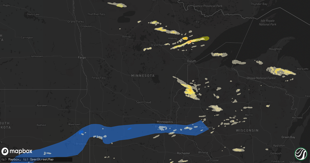 Hail map in Minnesota on August 2, 2022