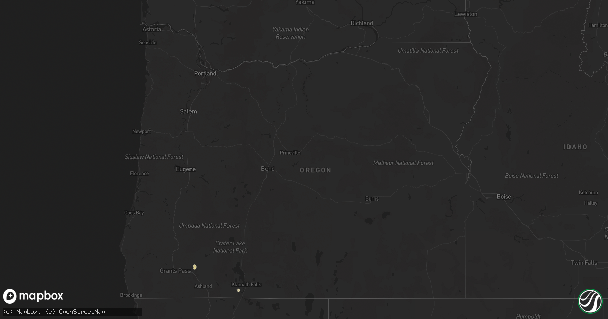 Hail map in Oregon on August 2, 2022