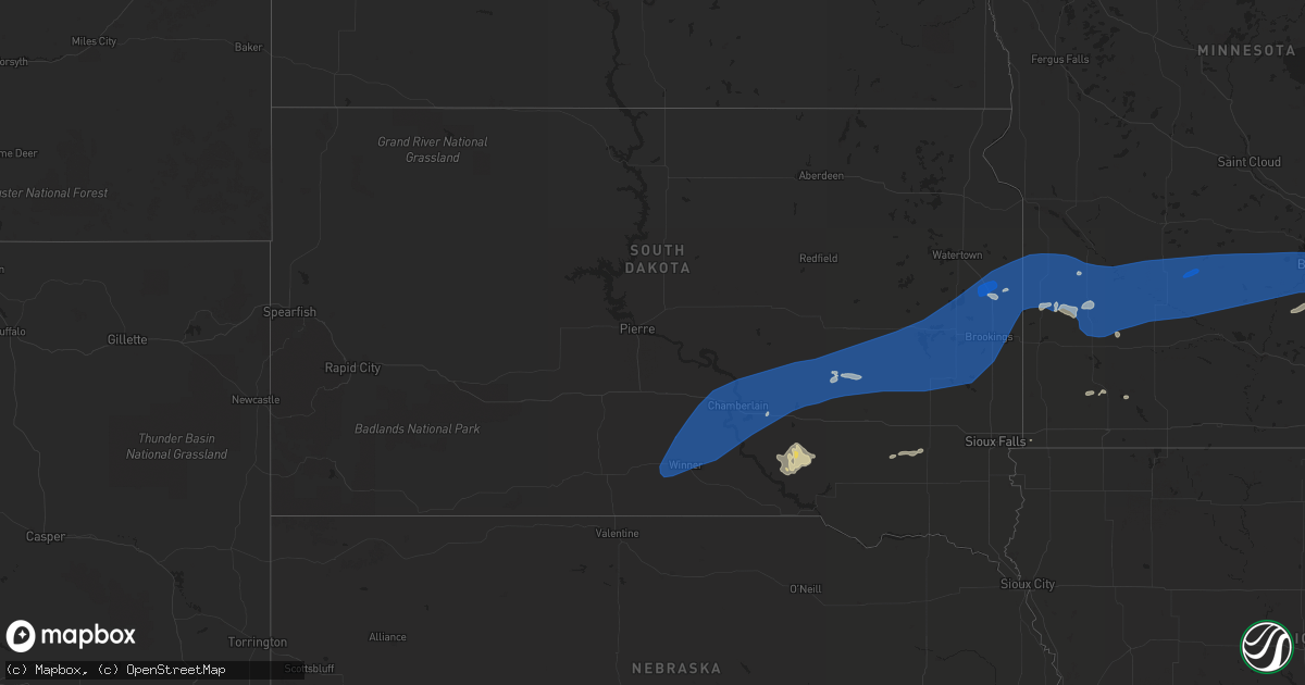 Hail map in South Dakota on August 2, 2022