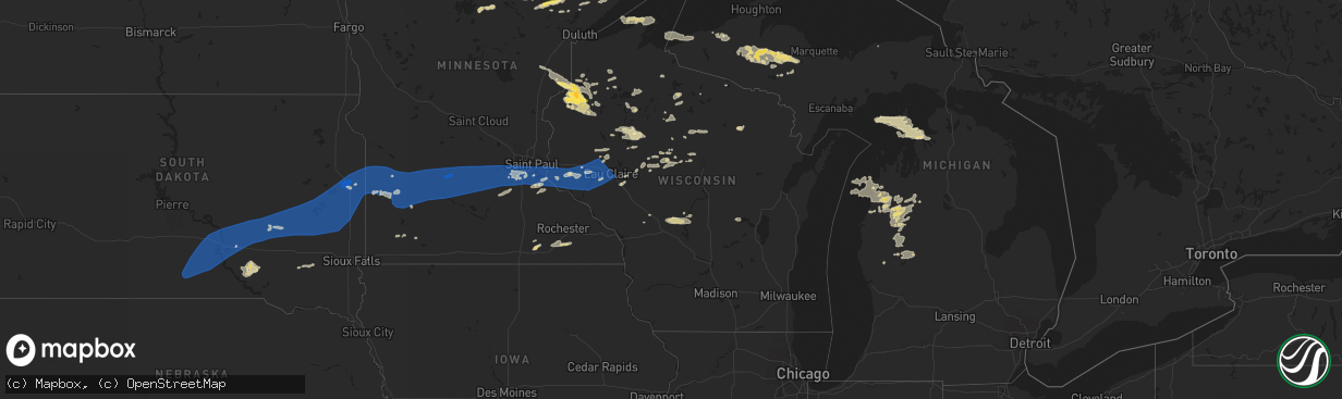 Hail map in Wisconsin on August 2, 2022