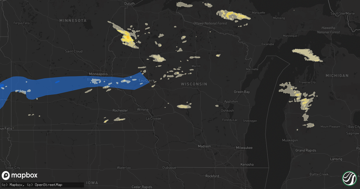 Hail map in Wisconsin on August 2, 2022