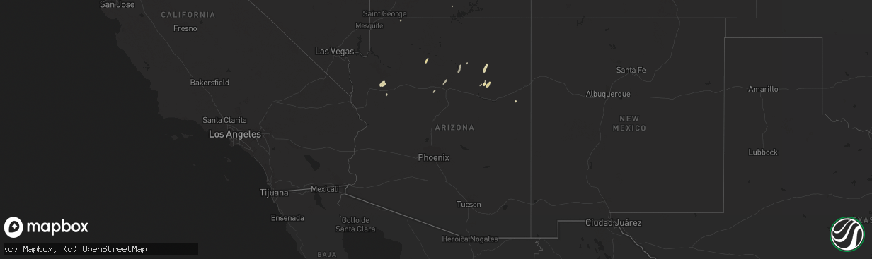 Hail map in Arizona on August 2, 2023