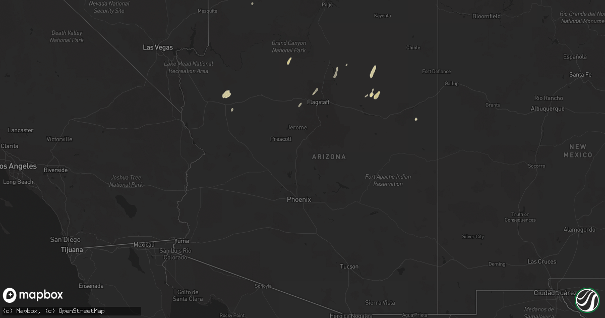 Hail map in Arizona on August 2, 2023