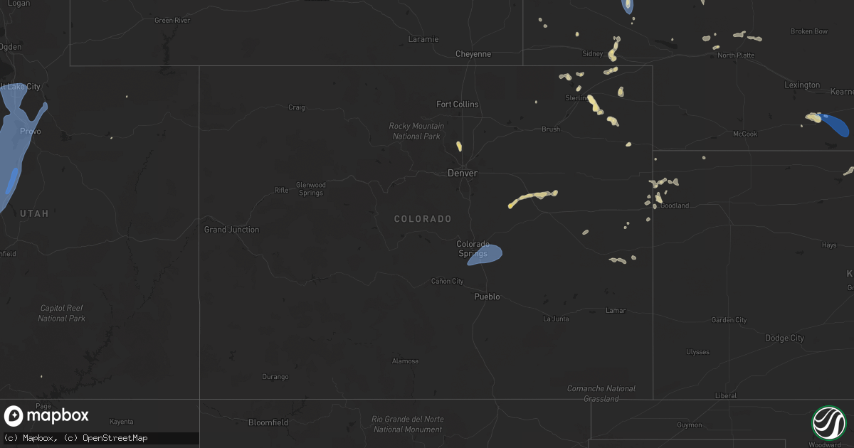 Hail map in Colorado on August 2, 2023