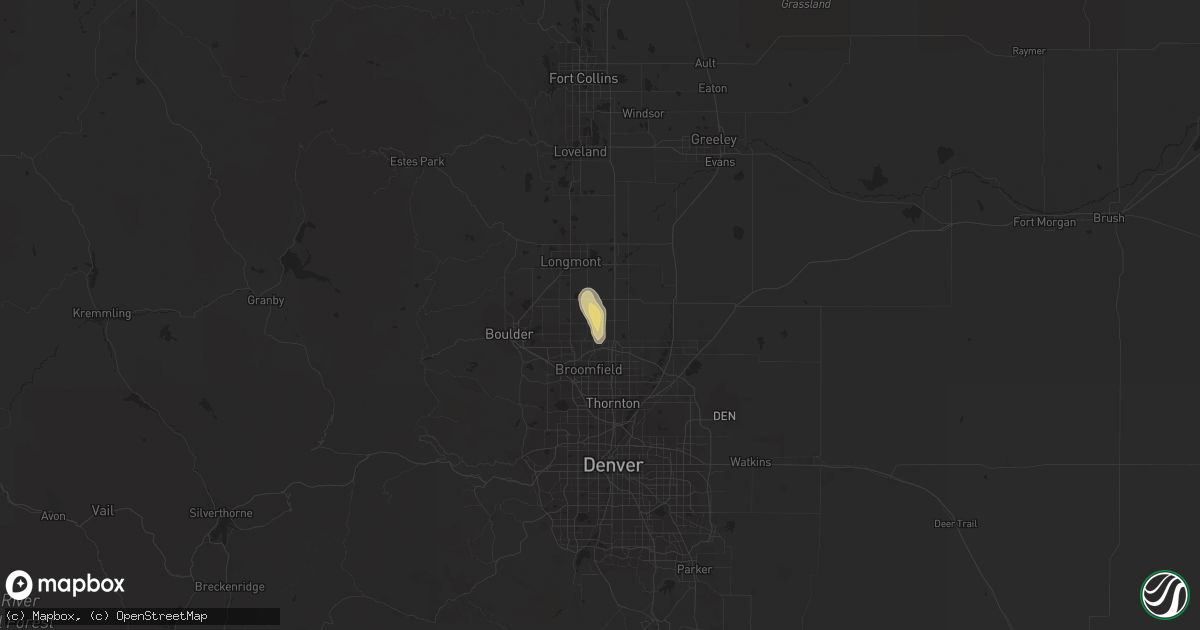 Hail map in Erie, CO on August 2, 2023