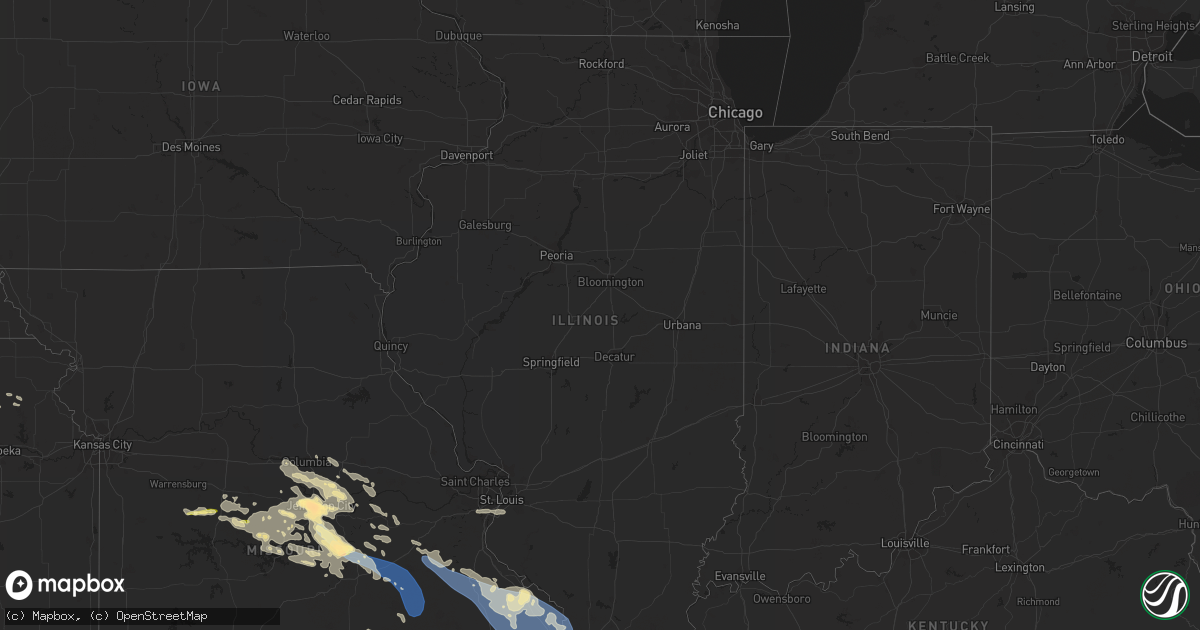 Hail map in Illinois on August 2, 2023