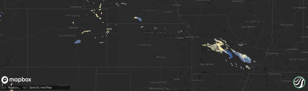 Hail map in Kansas on August 2, 2023