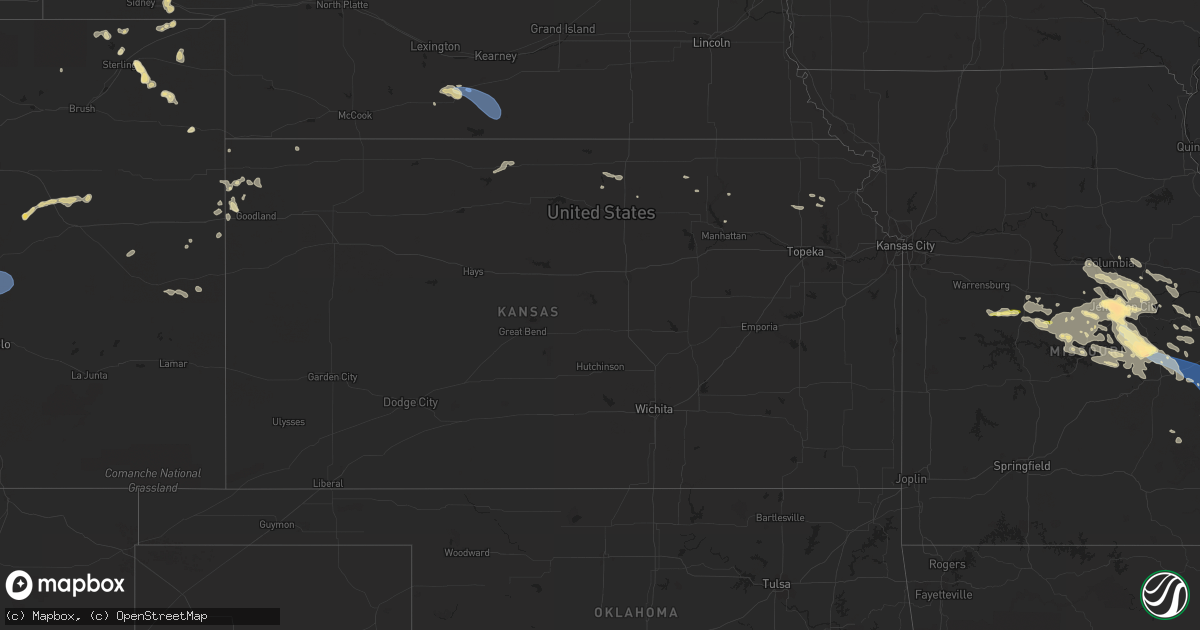 Hail map in Kansas on August 2, 2023
