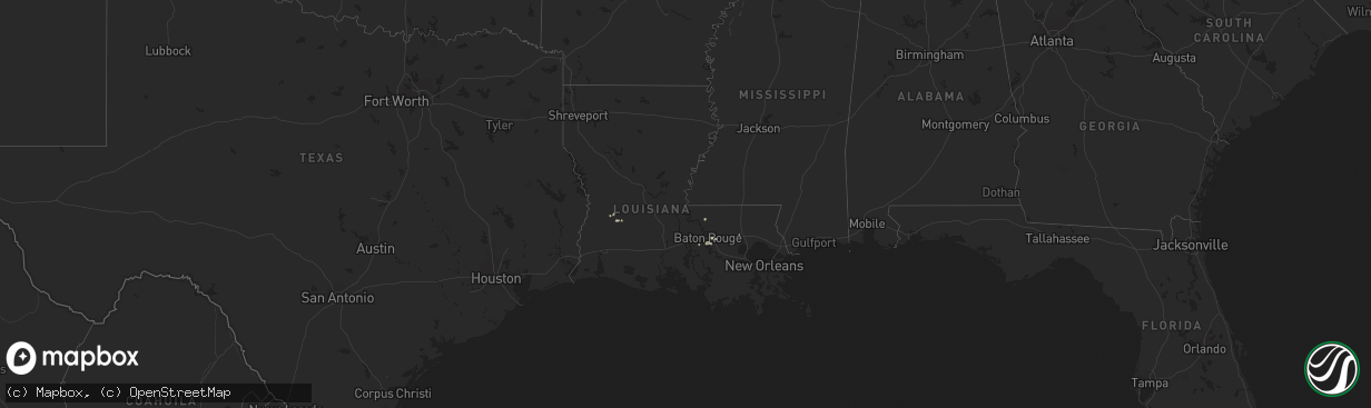 Hail map in Louisiana on August 2, 2023