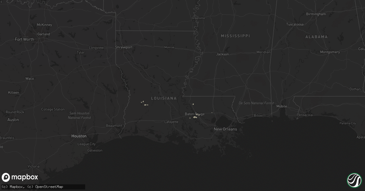 Hail map in Louisiana on August 2, 2023