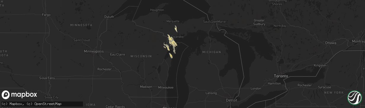 Hail map in Michigan on August 2, 2023