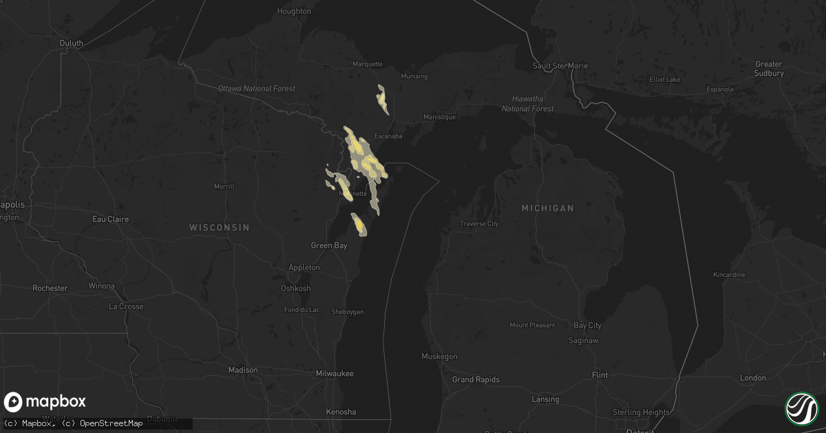 Hail map in Michigan on August 2, 2023