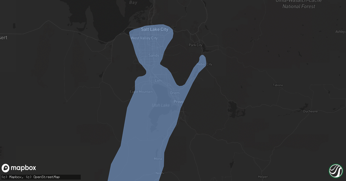 Hail map in Orem, UT on August 2, 2023