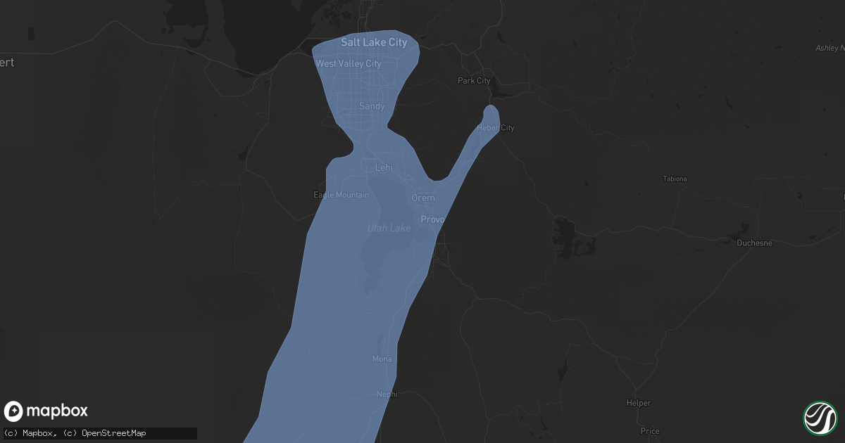 Hail map in Provo, UT on August 2, 2023