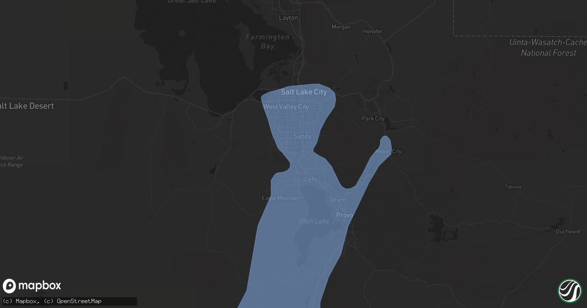Hail map in Riverton, UT on August 2, 2023
