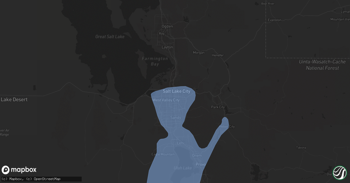 Hail map in Salt Lake City, UT on August 2, 2023