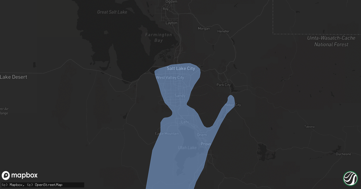 Hail map in Sandy, UT on August 2, 2023