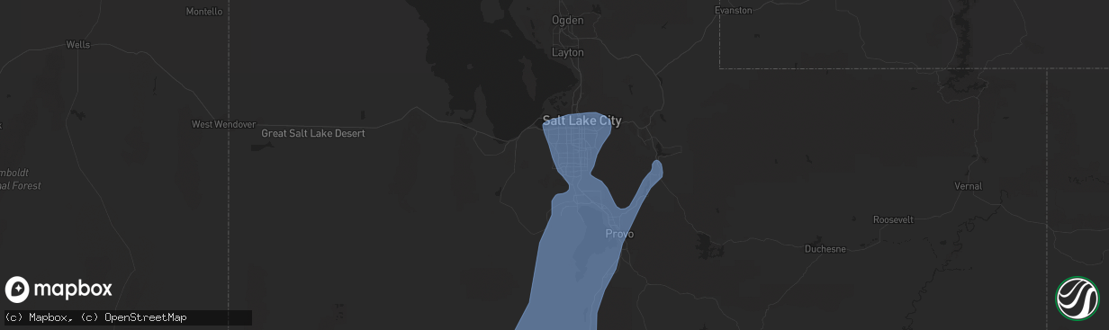 Hail map in South Jordan, UT on August 2, 2023