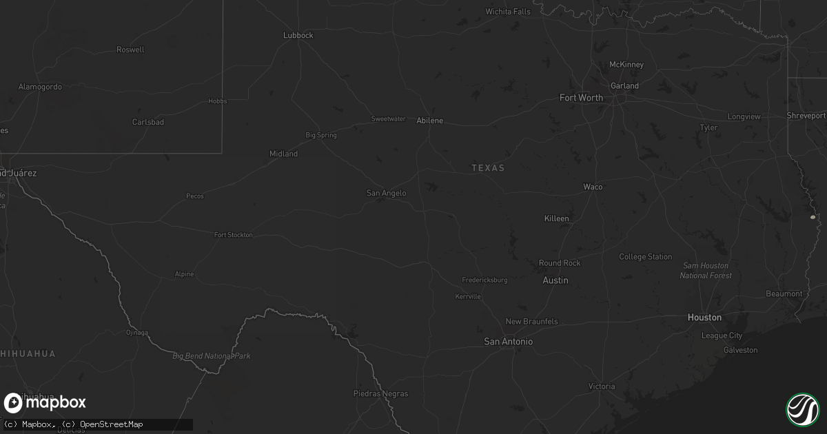 Hail map in Texas on August 2, 2023