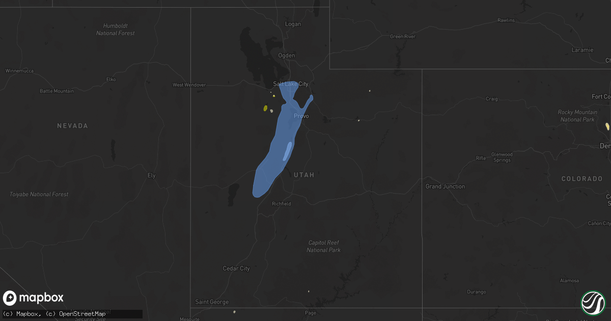 Hail map in Utah on August 2, 2023