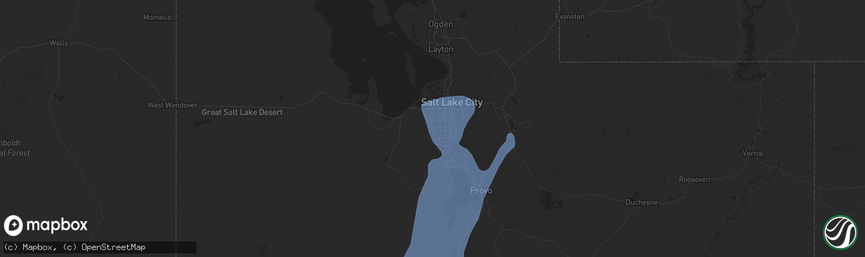 Hail map in West Jordan, UT on August 2, 2023