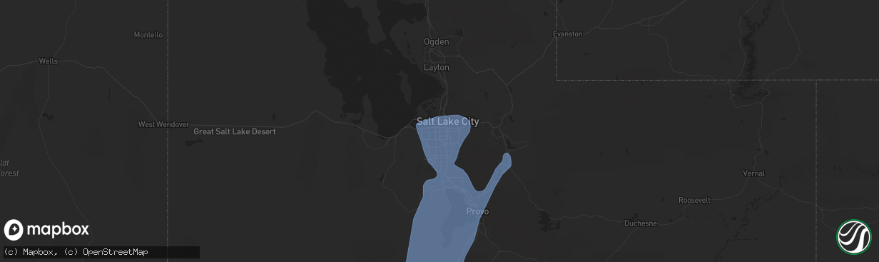 Hail map in West Valley City, UT on August 2, 2023