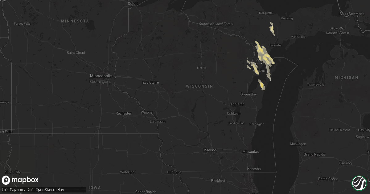 Hail map in Wisconsin on August 2, 2023