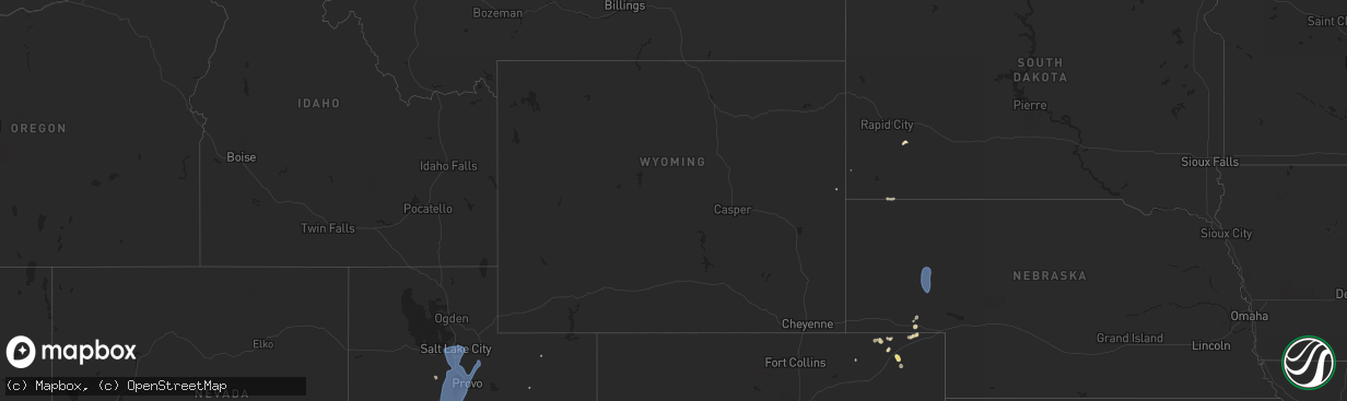 Hail map in Wyoming on August 2, 2023