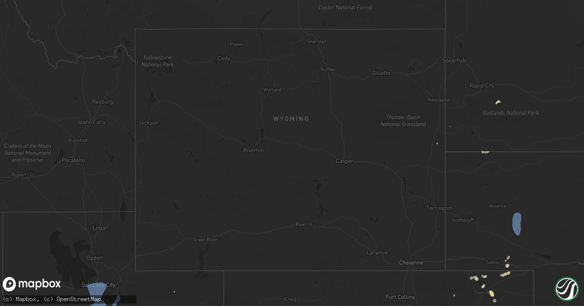 Hail map in Wyoming on August 2, 2023