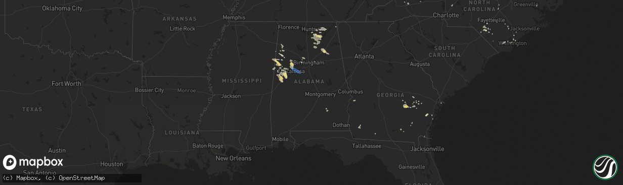 Hail map in Alabama on August 2, 2024