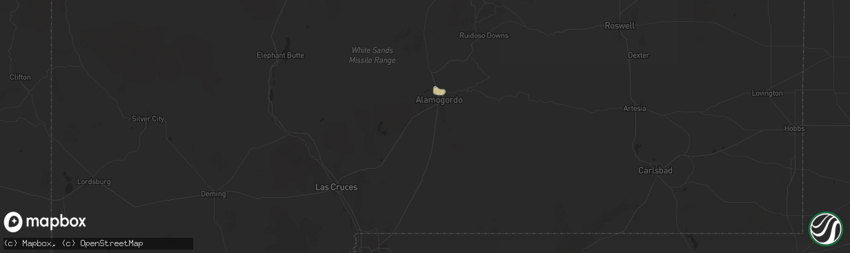 Hail map in Alamogordo, NM on August 2, 2024