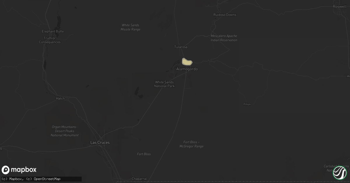 Hail map in Alamogordo, NM on August 2, 2024