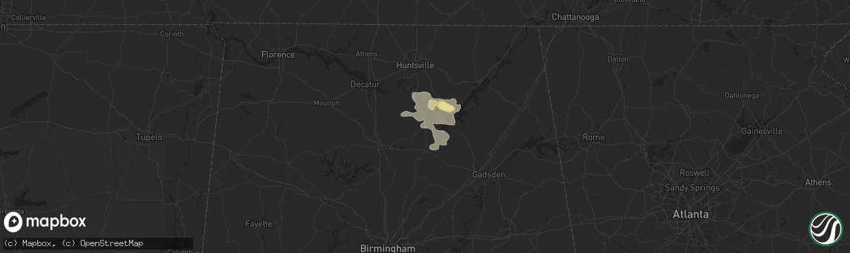 Hail map in Arab, AL on August 2, 2024