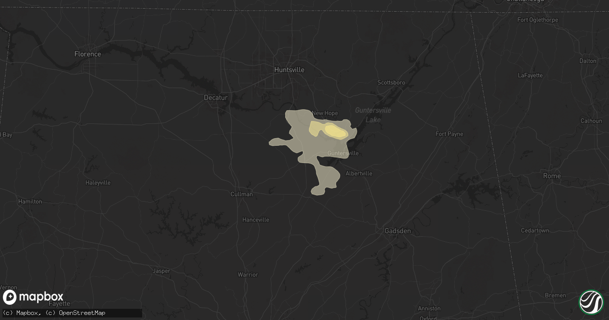 Hail map in Arab, AL on August 2, 2024