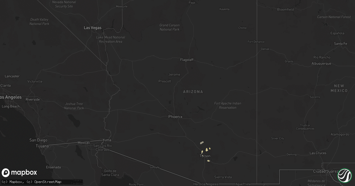 Hail map in Arizona on August 2, 2024
