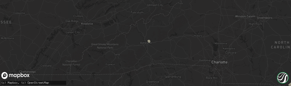 Hail map in Asheville, NC on August 2, 2024