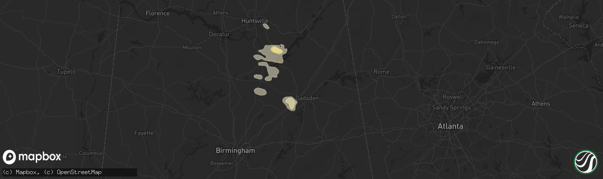 Hail map in Attalla, AL on August 2, 2024