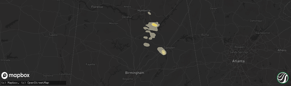 Hail map in Blountsville, AL on August 2, 2024