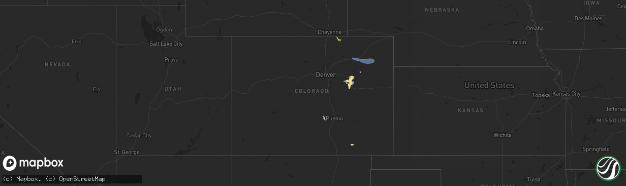 Hail map in Colorado on August 2, 2024