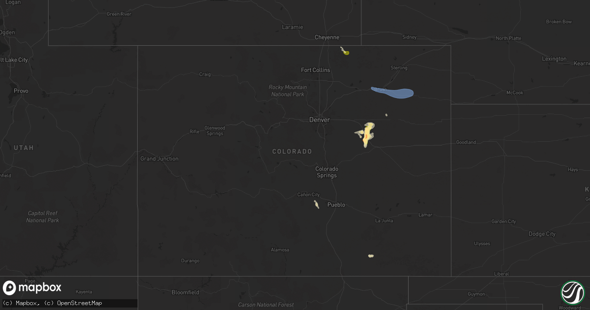 Hail map in Colorado on August 2, 2024