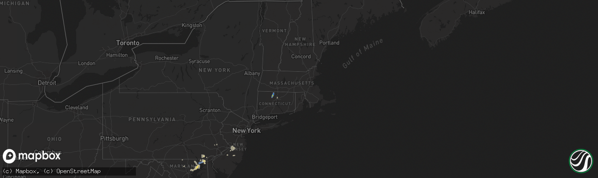 Hail map in Connecticut on August 2, 2024