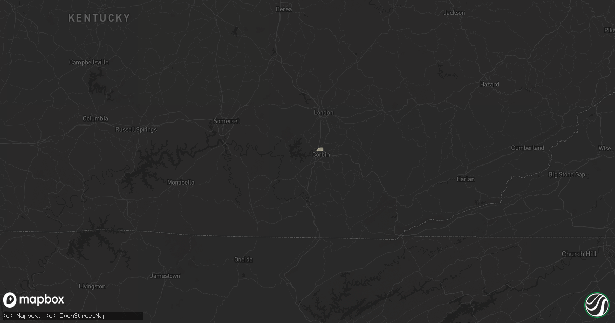 Hail map in Corbin, KY on August 2, 2024