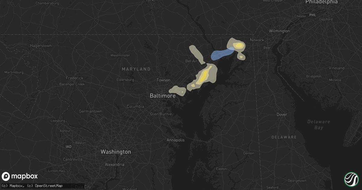 Hail map in Essex, MD on August 2, 2024