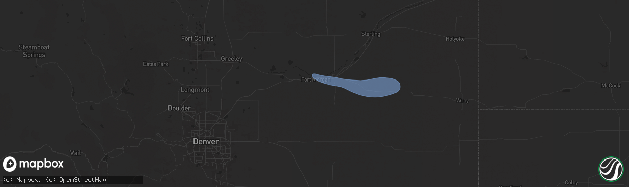 Hail map in Fort Morgan, CO on August 2, 2024