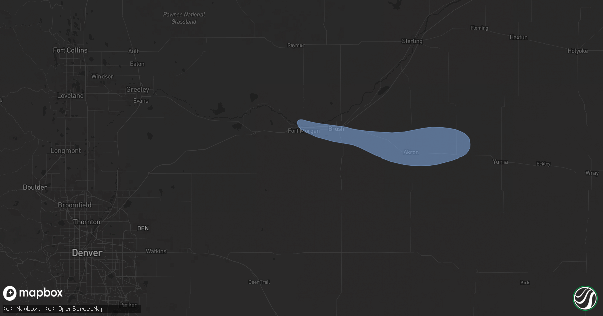 Hail map in Fort Morgan, CO on August 2, 2024