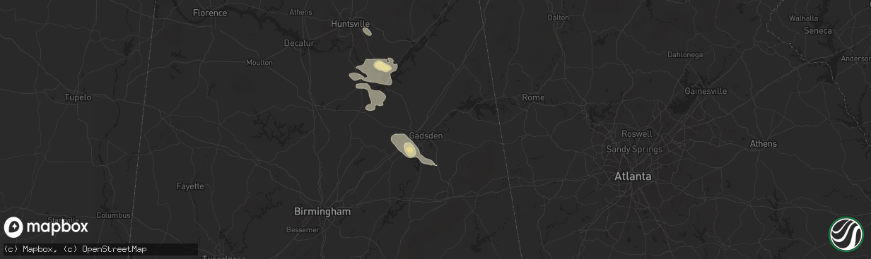 Hail map in Gadsden, AL on August 2, 2024