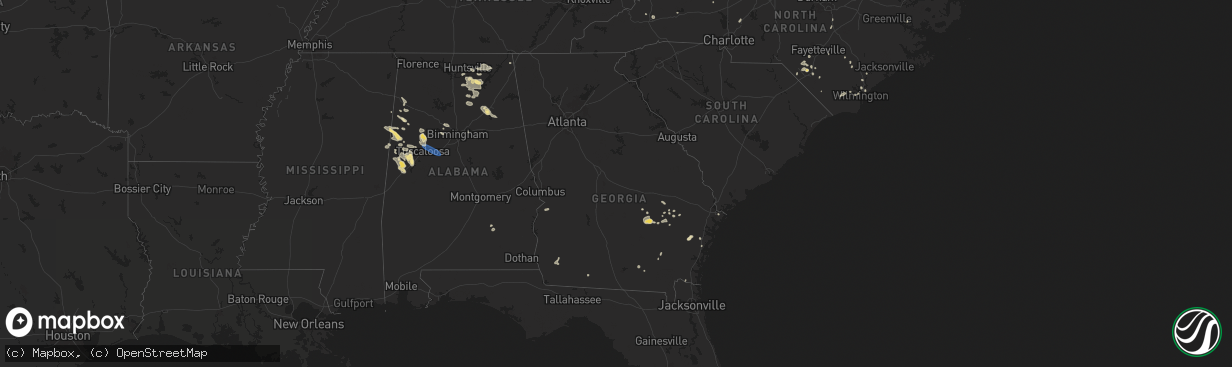 Hail map in Georgia on August 2, 2024