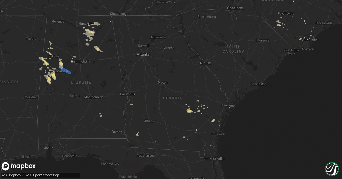 Hail map in Georgia on August 2, 2024