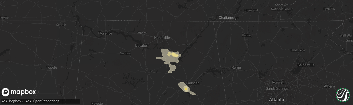 Hail map in Grant, AL on August 2, 2024